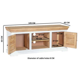 "Wyld Haus Alington White And Natural Solid Mango Wood Tv Cabinet For Tvs Up To 57""" - thumbnail 5