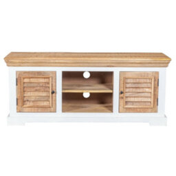"Wyld Haus Alington White And Natural Solid Mango Wood Tv Cabinet For Tvs Up To 57""" - thumbnail 3