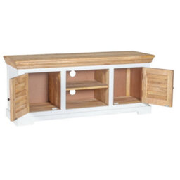 "Wyld Haus Alington White And Natural Solid Mango Wood Tv Cabinet For Tvs Up To 57""" - thumbnail 7