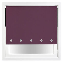 Furnished Thermal Blackout Roller Blinds With Round Eyelets & Metal Fittings - Aubergine (W)210Cm (L)210Cm - thumbnail 1
