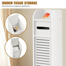 Small Bathroom Storage Corner Floor Cabinet With Doors And Shelves Narrowcabinet - thumbnail 3
