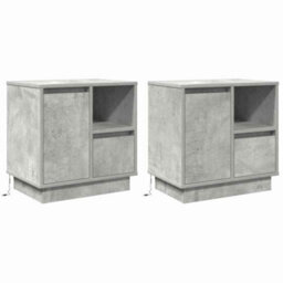 Berkfield Bedside Cabinets With Led 2 Pcs Concrete Grey 50X34.5X50 Cm - thumbnail 2
