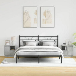 Berkfield Bedside Cabinets With Led 2 Pcs Concrete Grey 50X34.5X50 Cm - thumbnail 5