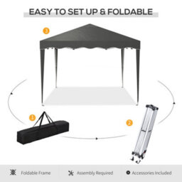 Outsunny 3X3(M) Pop Up Gazebo Marquee Tent For Garden W/ Carry Bag Grey - thumbnail 5