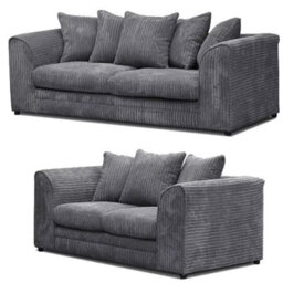 Sofa Scene Chicago 3+2 Grey Jumbo Cord Sofa Suite Set