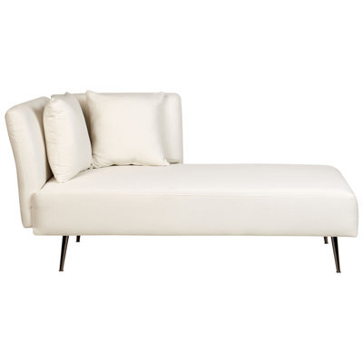 Beliani Left-Hand Chaise Longue Riom Fabric White - image 1