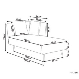 Beliani Left-Hand Chaise Longue Riom Fabric White - thumbnail 3