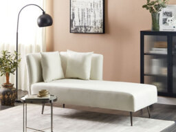Beliani Left-Hand Chaise Longue Riom Fabric White - thumbnail 2