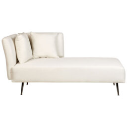 Beliani Left-Hand Chaise Longue Riom Fabric White - thumbnail 1