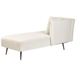 Beliani Left-Hand Chaise Longue Riom Fabric White - thumbnail 5