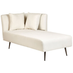 Beliani Left-Hand Chaise Longue Riom Fabric White - thumbnail 4