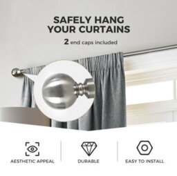 Marlow Satin Nickel Steel Curtain Rod Set Extendable Adjustable Quiet - thumbnail 5