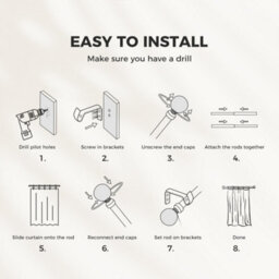 Marlow Satin Nickel Steel Curtain Rod Set Extendable Adjustable Quiet - thumbnail 9