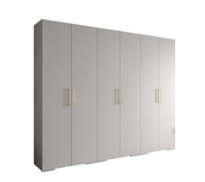 Arte Elegant White Inova 3 Hinged Door Wardrobe W3000mm H2370mm D470mm - Ultimate Storage With Gold Vertical Handles - image 1