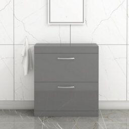 Royal Bathrooms Turin 800mm Indigo Grey Gloss Floor Standing Worktop Vanity Unit - 2 Drawer - thumbnail 1