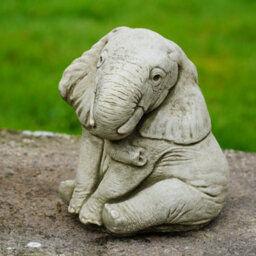 Burgess Elephant Trunk Down Stone Statue Outdoor British Made Garden Ornament