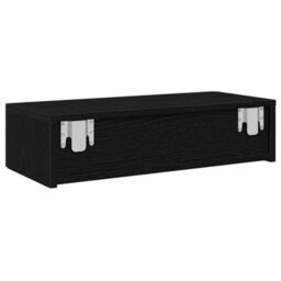 Berkfield Wall Shelf With Drawers Black 60X26.5X15 Cm Engineered Wood - thumbnail 6