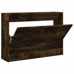 Berkfield Shoe Cabinet Smoked Oak 80X21X57 Cm Engineered Wood - thumbnail 2
