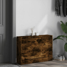Berkfield Shoe Cabinet Smoked Oak 80X21X57 Cm Engineered Wood - thumbnail 3