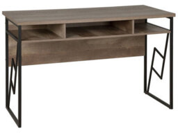 Beliani Office Desk Dark Brown Laminate Top With Black Metal Frame 120 X 60 Cm, 3 Storage Compartments - thumbnail 3