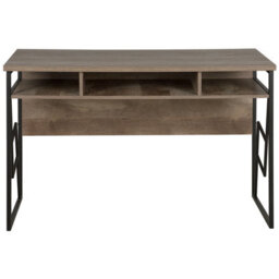 Beliani Office Desk Dark Brown Laminate Top With Black Metal Frame 120 X 60 Cm, 3 Storage Compartments - thumbnail 1