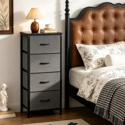Grey 4 Drawer Fabric Chest Of Drawers - thumbnail 3