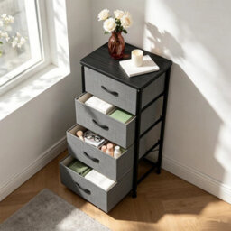 Grey 4 Drawer Fabric Chest Of Drawers - thumbnail 5