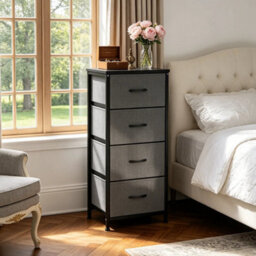 Grey 4 Drawer Fabric Chest Of Drawers - thumbnail 4