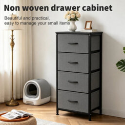 Grey 4 Drawer Fabric Chest Of Drawers - thumbnail 6