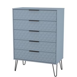 Anzio Matt Denim Blue 5 Drawer Chest (H)1067mm (W)765mm (D)395mm - thumbnail 3