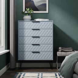 Anzio Matt Denim Blue 5 Drawer Chest (H)1067mm (W)765mm (D)395mm - thumbnail 1