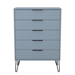 Anzio Matt Denim Blue 5 Drawer Chest (H)1067mm (W)765mm (D)395mm - thumbnail 2