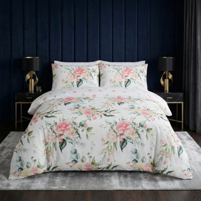 Rapport Home Ava Blush Floral Microfibre Reversible Duvet Cover Set King - image 1