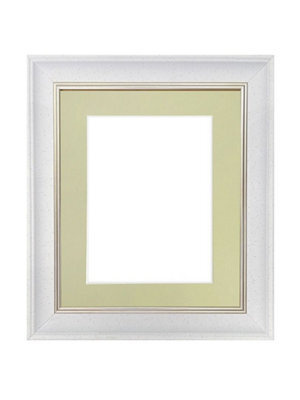 Frames By Post Scandi White Speckled Frame With Light Grey Mount For Image Size 9 X 7 Inch - image 1