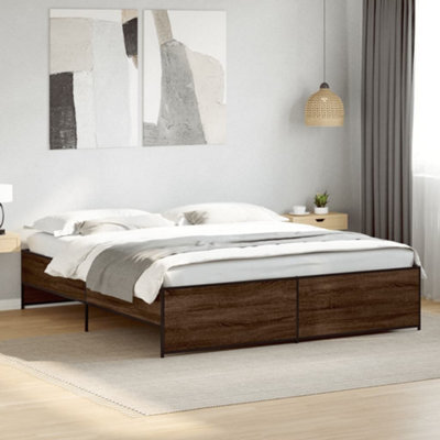 Berkfield Bed Frame Without Mattress Brown Oak 180X200 Cm Super King - image 1
