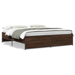 Berkfield Bed Frame Without Mattress Brown Oak 180X200 Cm Super King - thumbnail 2