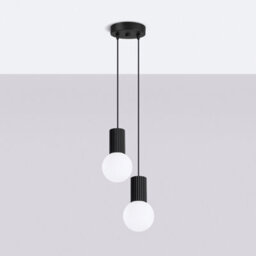 Sollux Lighting Halo Aluminum/glass Black 2 Lights Modern Pendant Lamps - thumbnail 2