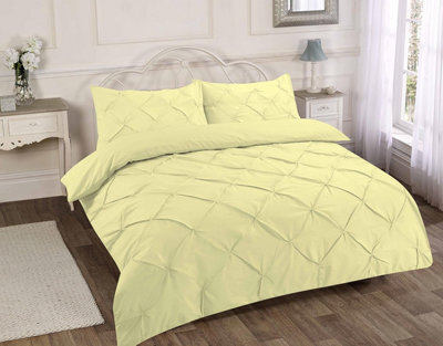 Homes & Linen Pintuck Pinch Pleated Alexandra Duvet Cover Set Easy Care Polycotton Bedding Set