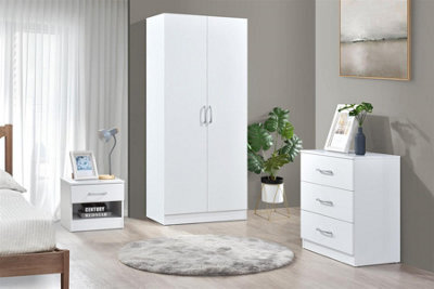 Highbury White 3 Piece Bedroom Set (Wardrobe, Chest & Bedside) - image 1