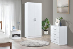 Highbury White 3 Piece Bedroom Set (Wardrobe, Chest & Bedside) - thumbnail 1