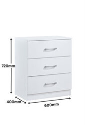 Highbury White 3 Piece Bedroom Set (Wardrobe, Chest & Bedside) - thumbnail 4