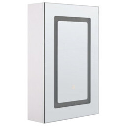 Beliani Bathroom Wall Mounted Mirror Cabinet Led Condor 40 Cm 60 Cm White - thumbnail 1