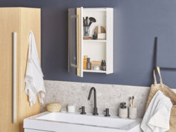 Beliani Bathroom Wall Mounted Mirror Cabinet Led Condor 40 Cm 60 Cm White - thumbnail 2