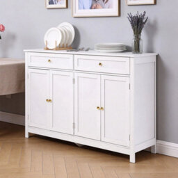 White Sideboard Buffet Cupboard Dining Living Room 2Drawer Storage Cabinet Unit - thumbnail 1