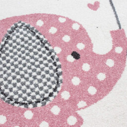 Bravich Pink Baby Elephant Hearts Rug - Kids - 160X230Cm - thumbnail 4