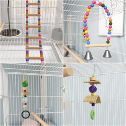 Pawhut Bird Cage With Stand, Wheels, Toys, For Budgies, Finches, White - thumbnail 8