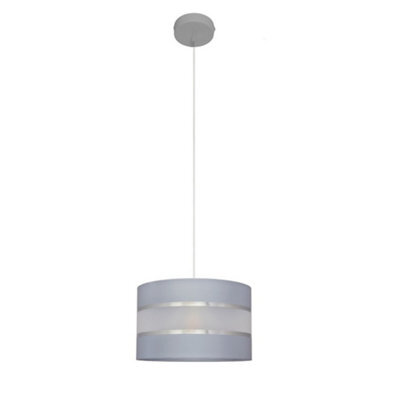 Luminosa Lighting Luminosa Helen Cylindrical Pendant Ceiling Light Grey, Silver 25Cm