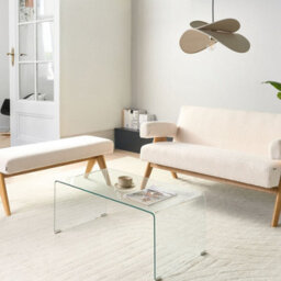 Wyld And Coco 2-Seater Sofa And Bench Set, Off-White Boucle With Light Brown Rubberwood Legs, 148Cm W - thumbnail 2