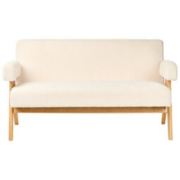 Wyld And Coco 2-Seater Sofa And Bench Set, Off-White Boucle With Light Brown Rubberwood Legs, 148Cm W - thumbnail 5