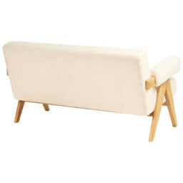 Wyld And Coco 2-Seater Sofa And Bench Set, Off-White Boucle With Light Brown Rubberwood Legs, 148Cm W - thumbnail 7